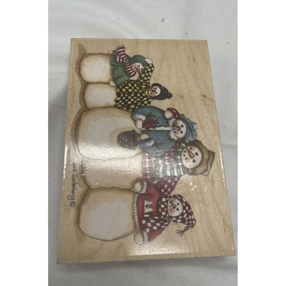 Heidi Satterberg Snowman Family Rubber Stamp 80244 3.5” X 5” Winter Christmas